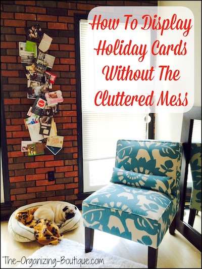 Wondering how to display holiday cards without the mess? This is the metal card holder I use, and how I keep the paper under control.