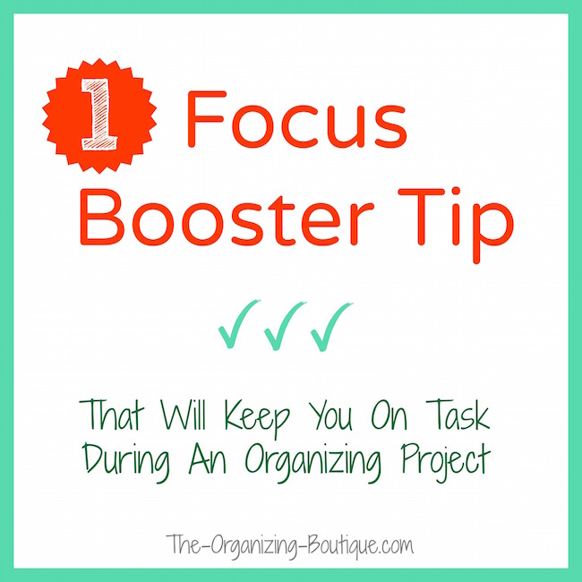 You know when you're trying to organize a room or space and you get distracted? Here's a focus booster tip that will help.