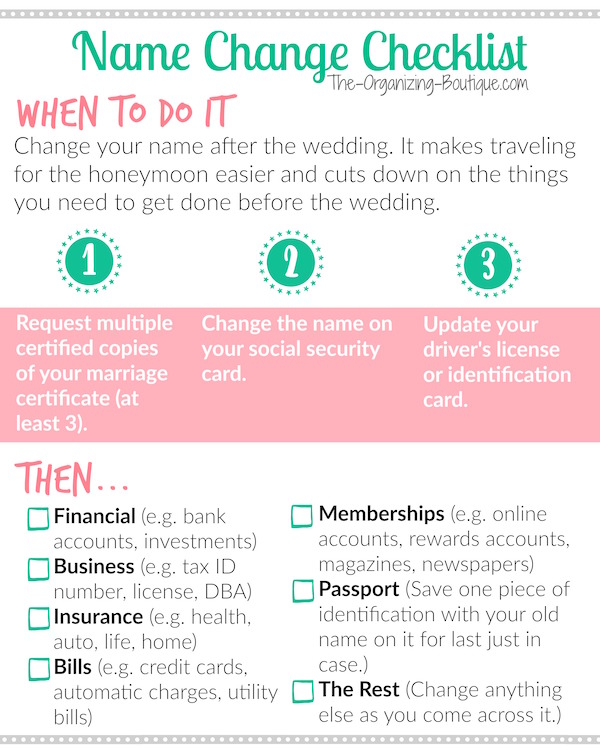 Did you just get married? Wondering "how to change my name?" Print out my change last name checklist here!