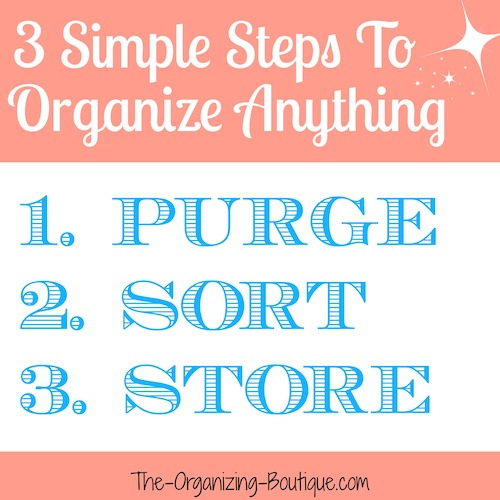 Don't know how to get organized? One of my top tips on getting organized is to follow this easy 3-step organizing process.