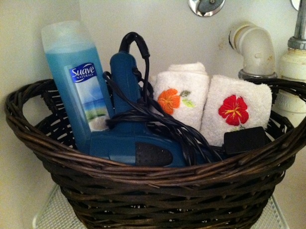 guest bathroom storage solutions - guest basket
