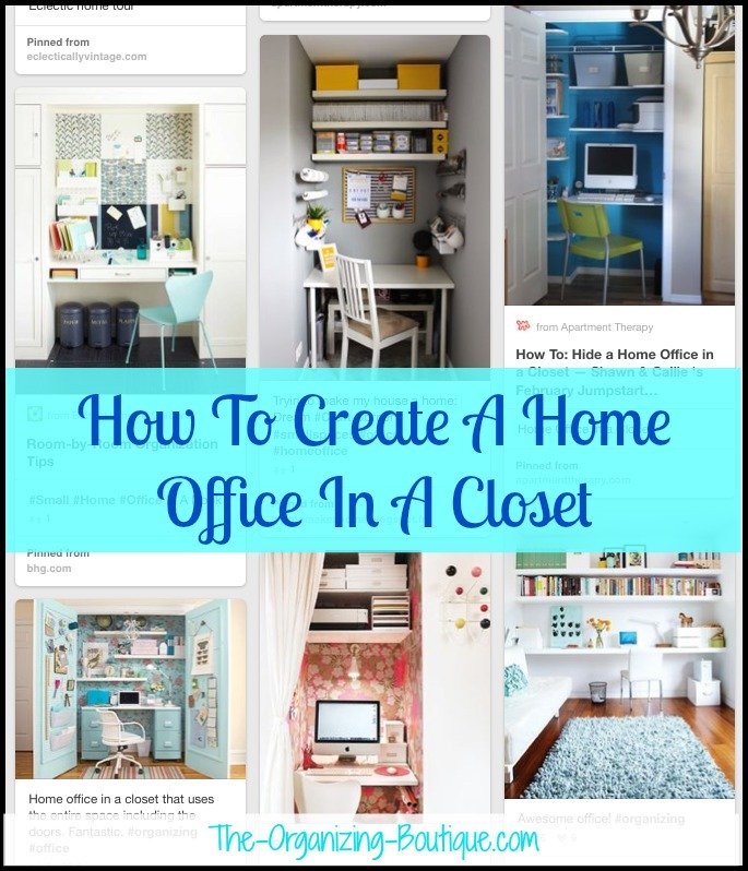 Short on space? Create a home office in a closet and here's some office organization ideas to get you started.