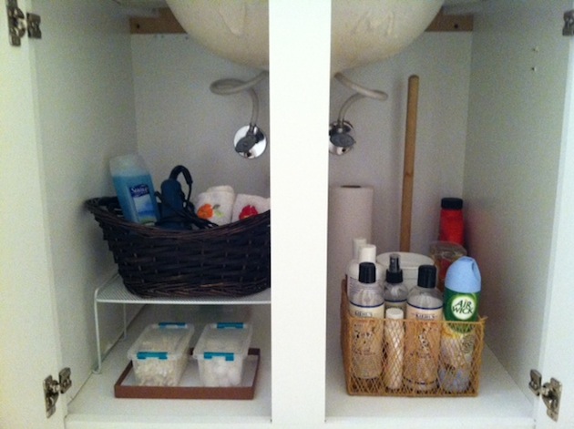 guest bathroom storage solutions - after