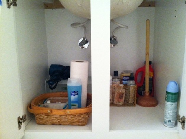 guest bathroom storage solutions - before